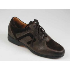 Men's laced shoe in brown leather and suede - Available sizes:  46