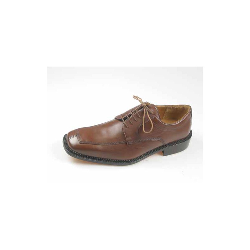Chaussure derby à lacets pour hommes en cuir marron - Pointures disponibles:  46, 52