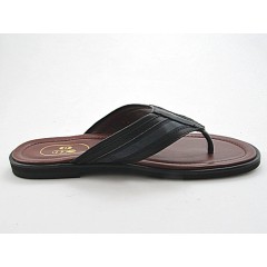 Chanclas de dedo para hombre en piel de color negro y gris - Tallas disponibles:  47 2