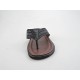 Men's flip-flop in black and grey leather - Available sizes:  47