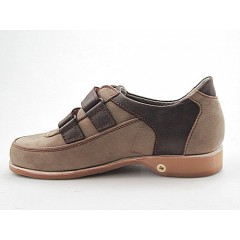Men's sports shoe with velcro straps in dark beige suede and brown leather - Available sizes:  37, 38 2