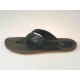 Men's flip-flop mules in black printed leather - Available sizes:  47