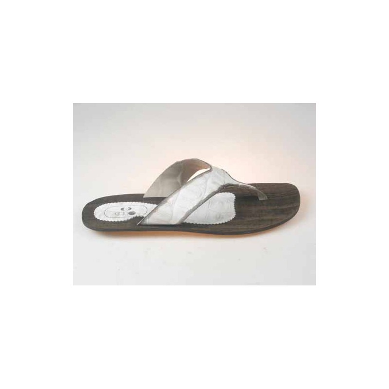 Chanclas de dedo para hombre en piel estampada de color blanco - Tallas disponibles:  47