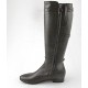 Bota para mujer con cremallera y hebillas en piel de color marron oscuro tacon 2 - Tallas disponibles:  32