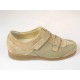 Men's casual shoe with velcro in beige suede and fabric - Available sizes:  36, 37