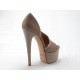 Zapato abierto con plataforma en piel y gamuza color beis tacon 15 - Tallas disponibles:  42