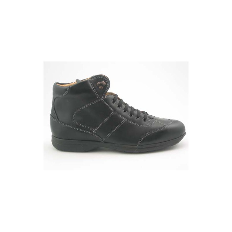 Chaussure sportif à lacets pour hommes en cuir noir - Pointures disponibles:  46