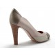 Chaussure à bout ouvert pour femmes en cuir verni rose, vert clair, beige et taupe talon 9 - Pointures disponibles:  42