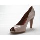 Chaussure à bout ouvert pour femmes en cuir verni rose, vert clair, beige et taupe talon 9 - Pointures disponibles:  42