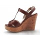 Sandal with cork wedge in cognac leather - Available sizes:  42