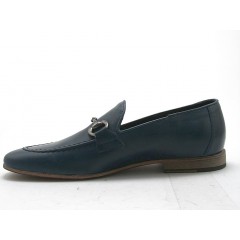 Mocassin pour hommes avec accessoire en cuir bleu - Pointures disponibles:  38 2