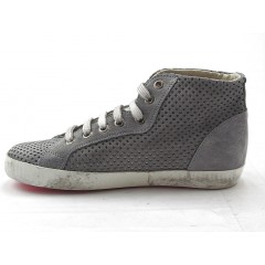 Ankle boot with laces in pierced grey suede wedge heel 1 - Available sizes:  32 2