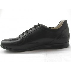 Men's lace-up sportshoe in black leather - Available sizes:  37 2