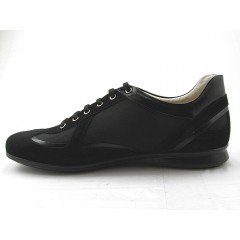 Zapato deportivo con cordones para hombre en gamuza, piel y tejido de color negro - Tallas disponibles:  36 2