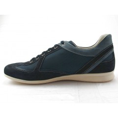 Zapato deportivo con cordones para hombre en gamuza, piel y tejido de color azul - Tallas disponibles:  36 2