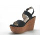 Sandalo 2 fasce con zeppa in sughero in nabuk nero - Misure disponibili: 42