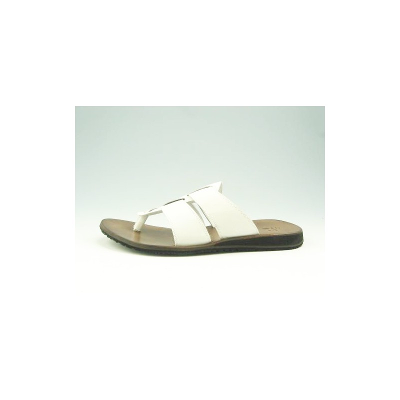 Mule entredoigt pour hommes en cuir blanc - Pointures disponibles:  47
