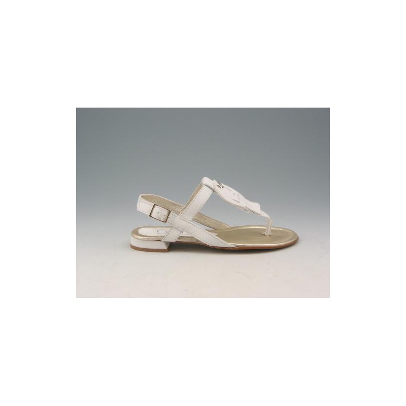 Sandalia de dedo en piel de color blanco tacon 1 - Tallas disponibles:  32