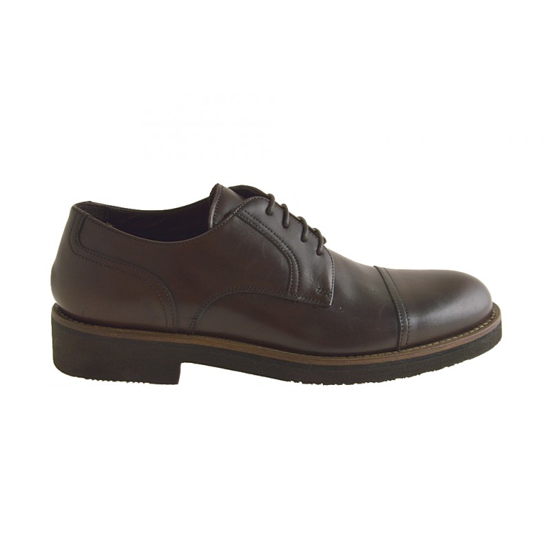 Chaussure à lacets et bout droit pour hommes en cuir marron - Pointures disponibles:  46, 51