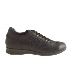 Chaussure sportif à lacets pour hommes en cuir marron foncé - Pointures disponibles:  36, 47