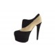 Highfronted shoe with platform in black and beige suede heel 15 - Available sizes:  42