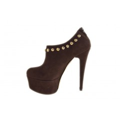 Chaussure à plateforme avec goujons et fermeture éclair en daim marron talon 15 - Pointures disponibles:  42 2
