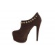 Highfronted shoe with platform, studs and zipper in brown suede heel 15 - Available sizes:  42