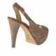 Woman's sandal with platform in sand-colored suede and cognac brown leather heel 11 - Available sizes:  42