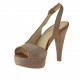 Woman's sandal with platform in sand-colored suede and cognac brown leather heel 11 - Available sizes:  42