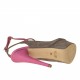 Sandalo da donna con plateau e cinturino in camoscio sabbia e pelle fuxia tacco 14 - Misure disponibili: 42