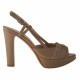 Sandale pour femmes avec plateforme en cuir et cuir verni beige talon 10 - Pointures disponibles:  42