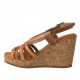 Sandale pour femmes en cuir verni cognac et orange talon compensé 9 - Pointures disponibles:  42