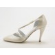 Escarpin ouvert pour femmes avec courroies en cuir ivoire perlé talon 9 - Pointures disponibles:  42, 43, 44