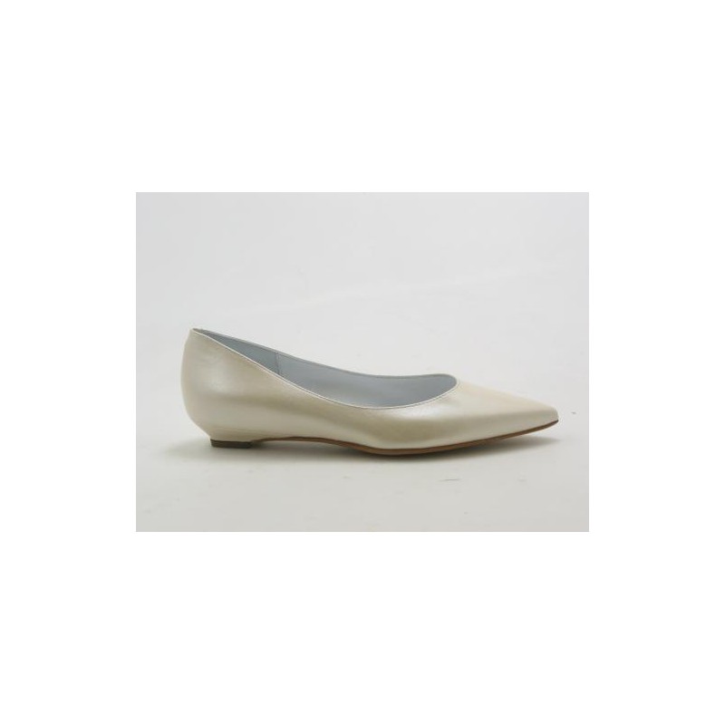 Pointy pump in pearly ivory leather heel 2 - Available sizes:  31