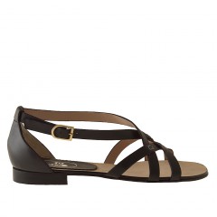 Open strap shoe in black leather heel 1 - Available sizes:  32