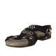 Woman's sandal with rhinestones in black leather and suede heel 1 - Available sizes:  32