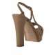 Sandalo da donna con plateau in pelle e vernice beige tacco 10 - Misure disponibili: 42