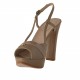 Sandale pour femmes avec plateforme en cuir et cuir verni beige talon 10 - Pointures disponibles:  42