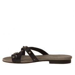 Open sabot with studs in black leather heel 1 - Available sizes:  32 2