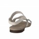 Sandalo da donna con strass in pelle e camoscio bianco tacco 1 - Misure disponibili: 32