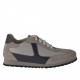 Mens' laced sports shoe in grey suede and fabric and blue leather - Available sizes:  36