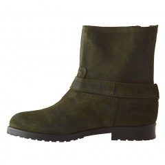 Stivaletto da donna con cerniera e fibbia in camoscio verde tacco 2 - Misure disponibili: 32 2