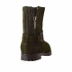 Stivaletto da donna con cerniera fibbia in camoscio ingrassato verde militare -  