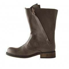 Stivaletto da donna con due cerniere in pelle colore grigio tacco 3 - Misure disponibili: 32 2