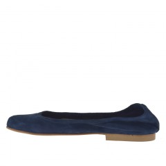 Woman's ballerina shoe in blue suede heel 1 - Available sizes:  32 2