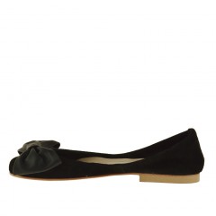 Ballerine pour femmes en daim noir avec noeud talon 1 - Pointures disponibles:  32 2