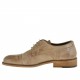 Men's laced derby shoe with floral captoe in beige leather - Available sizes:  50