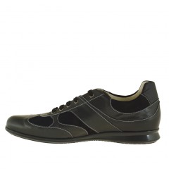 Men's laced shoe in black suede and leather - Available sizes:  47 2