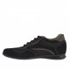 Men's casual laced shoe in black suede and fabric and taupe leather - Available sizes:  46