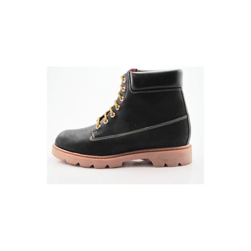 Bottine avec lacets pour hommes en cuir noir - Pointures disponibles:  47